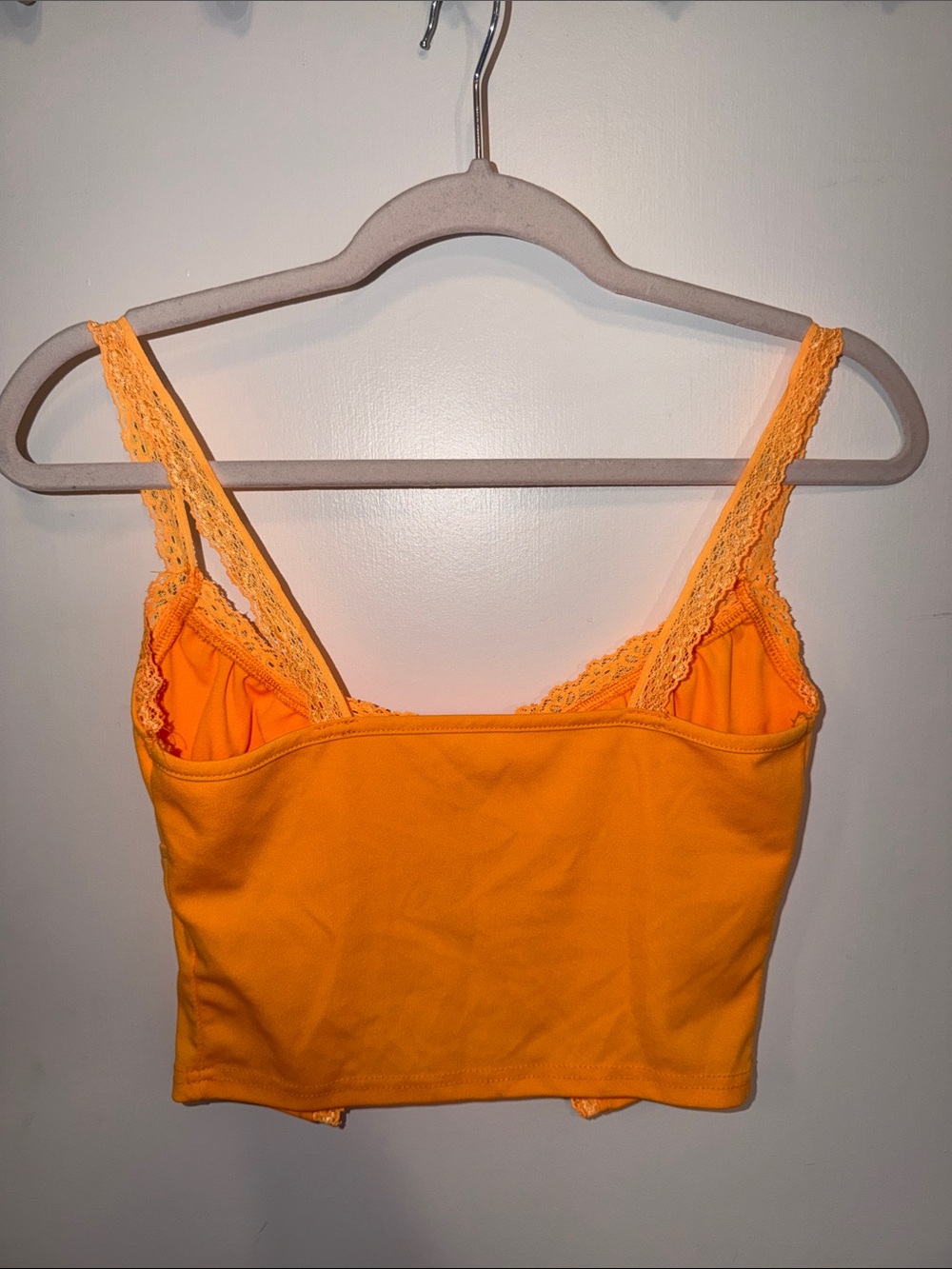 Lace-Trim Orange Cropped Cami Top - Picture 2 of 5
